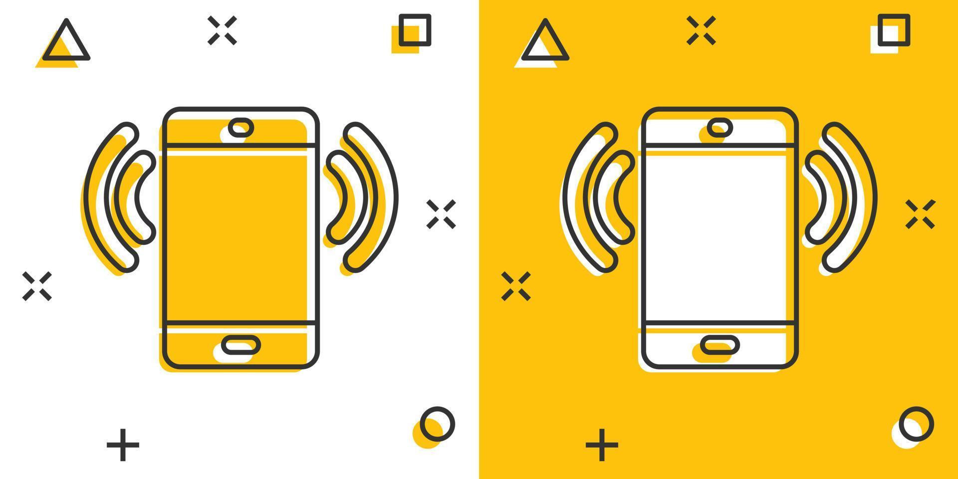 Smartphone-Symbol für leeren Bildschirm im Comic-Stil. Handy-Cartoon-Vektorillustration auf weißem, isoliertem Hintergrund. Telefon-Splash-Effekt-Geschäftskonzept. vektor