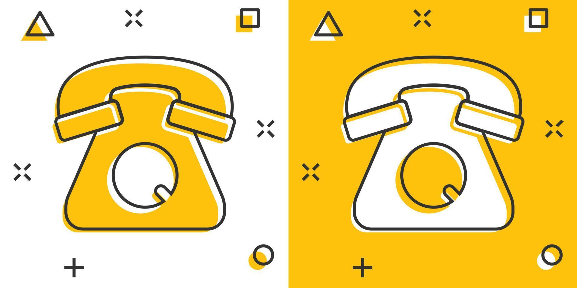 Handy-Symbol im Comic-Stil. Telefongespräch Cartoon-Vektor-Illustration auf weißem Hintergrund isoliert. Hotline-Kontakt-Splash-Effekt-Geschäftskonzept. vektor