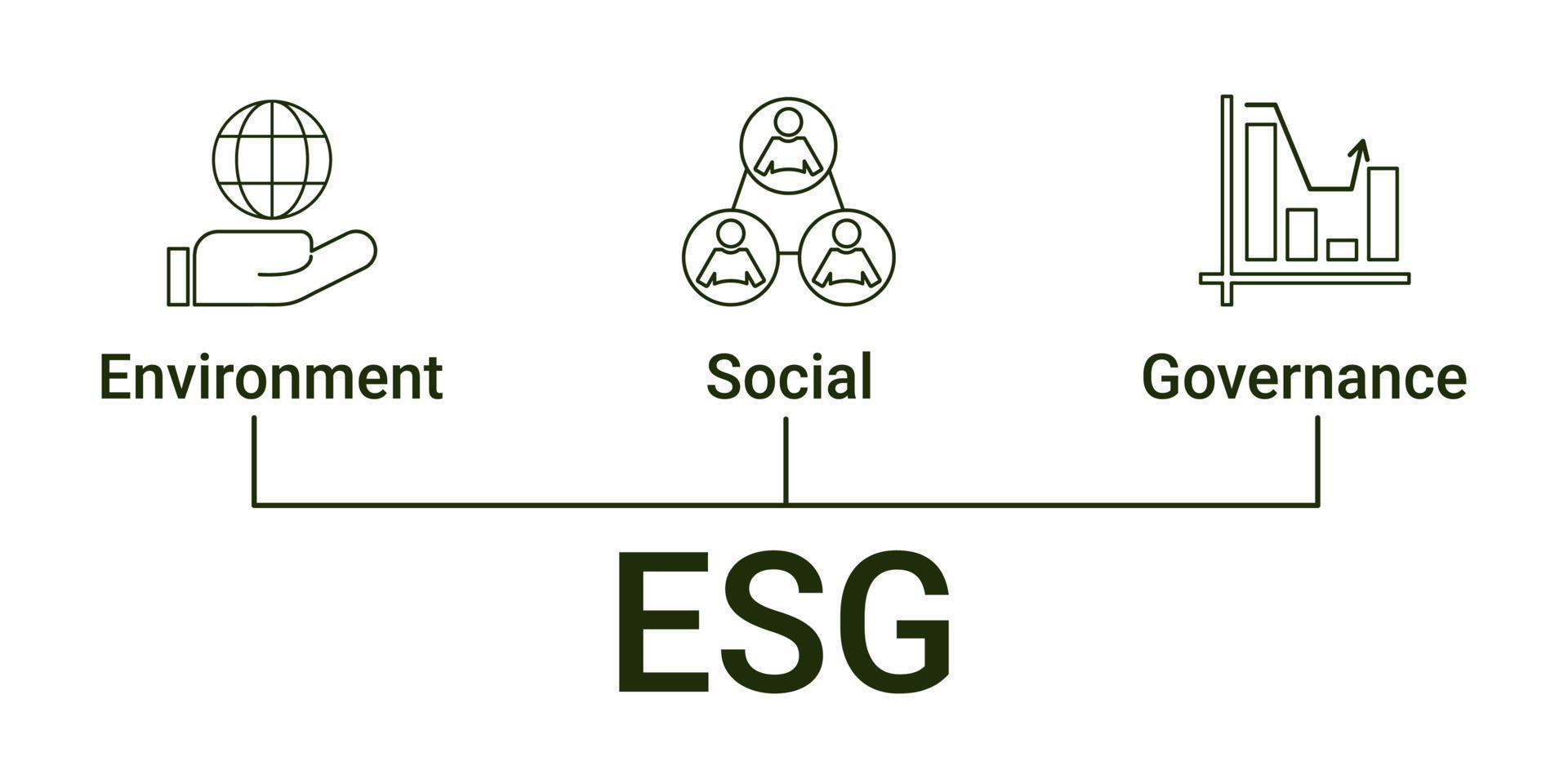 baner esg mit schwarzen symbolen vektor