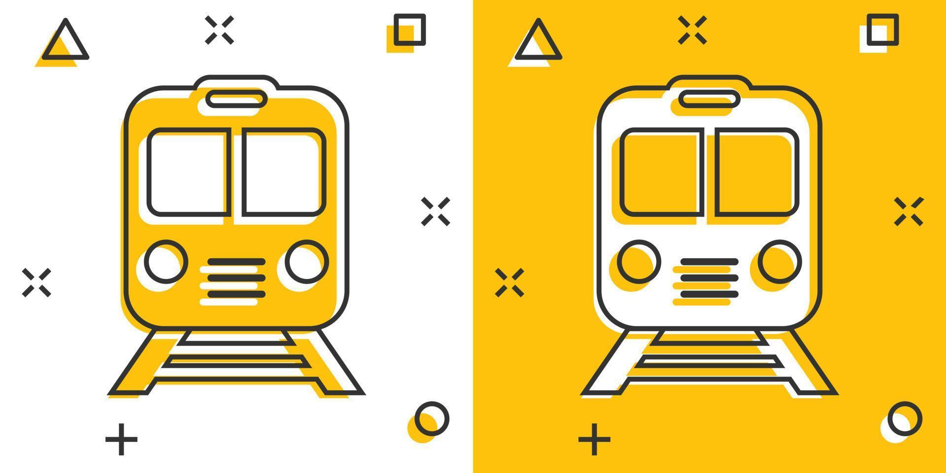 U-Bahn-Symbol im Comic-Stil. Zug-U-Bahn-Cartoon-Vektorillustration auf weißem, isoliertem Hintergrund. Geschäftskonzept mit Spritzeffekt für die Eisenbahnfracht. vektor