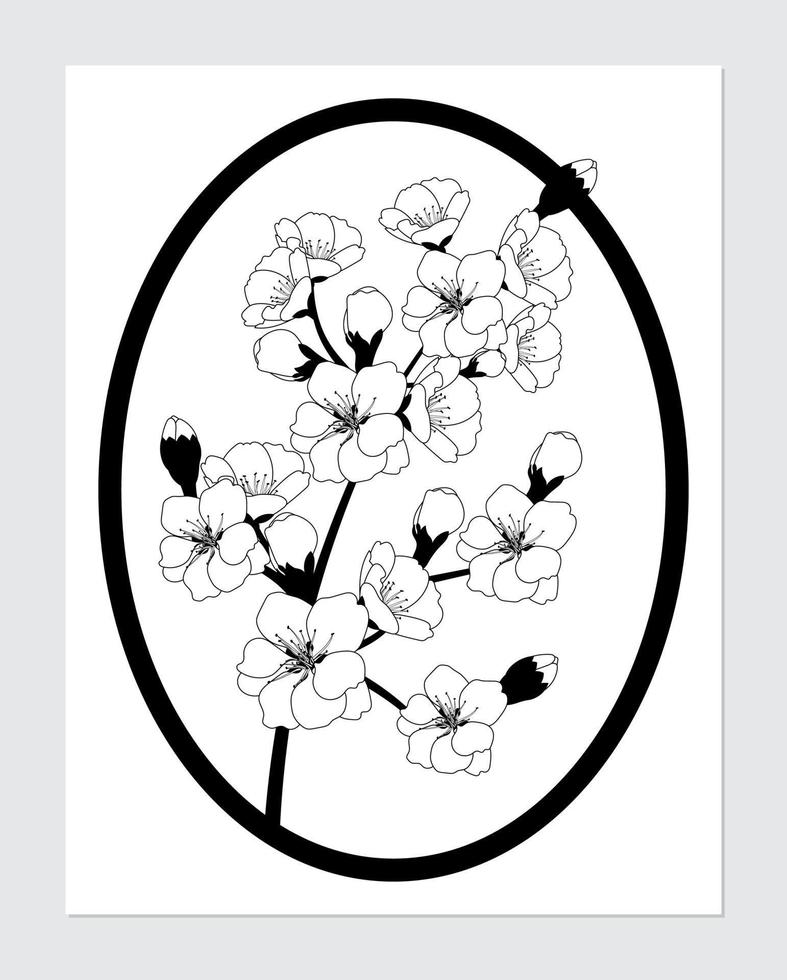 hälsning kort design mall med en körsbär blomma gren. vektor illustration