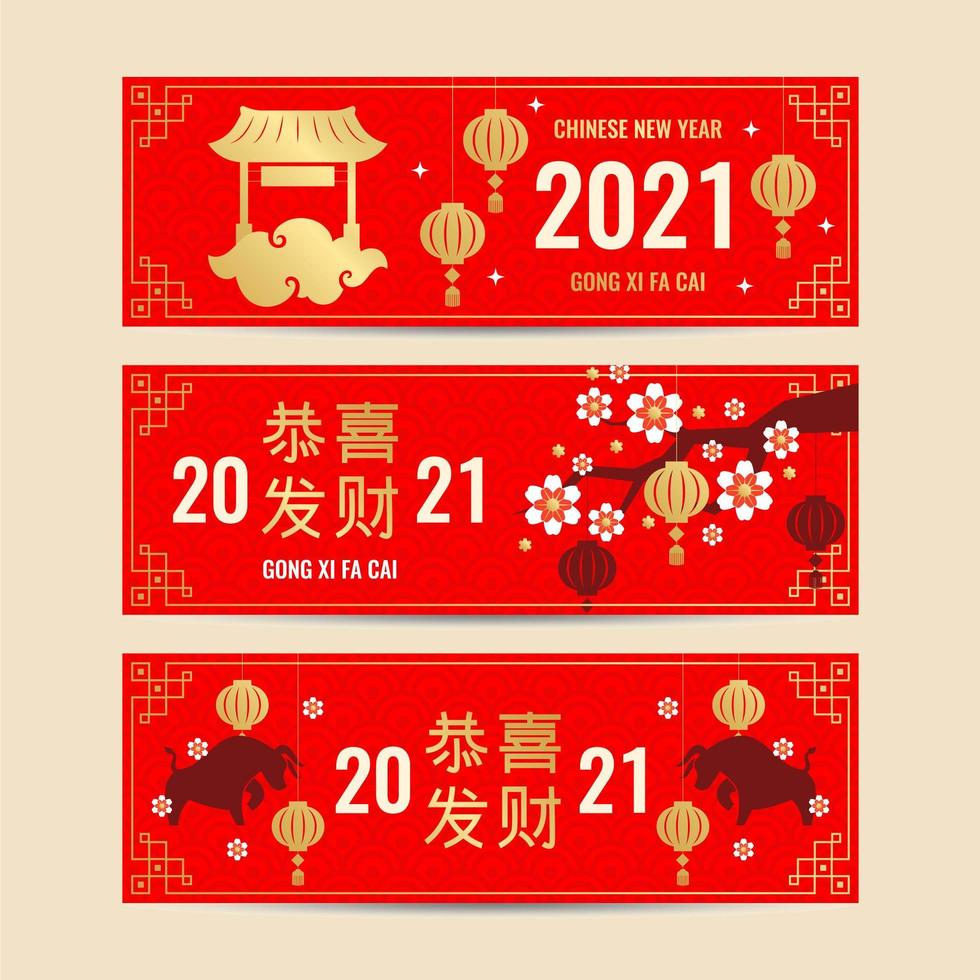 2021 kinesiskt nyårsbanner vektor