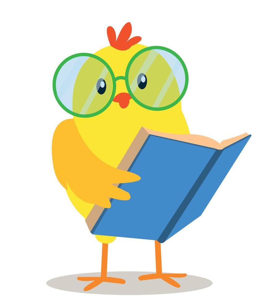 söt gul kycklingar läsning en bok vektor