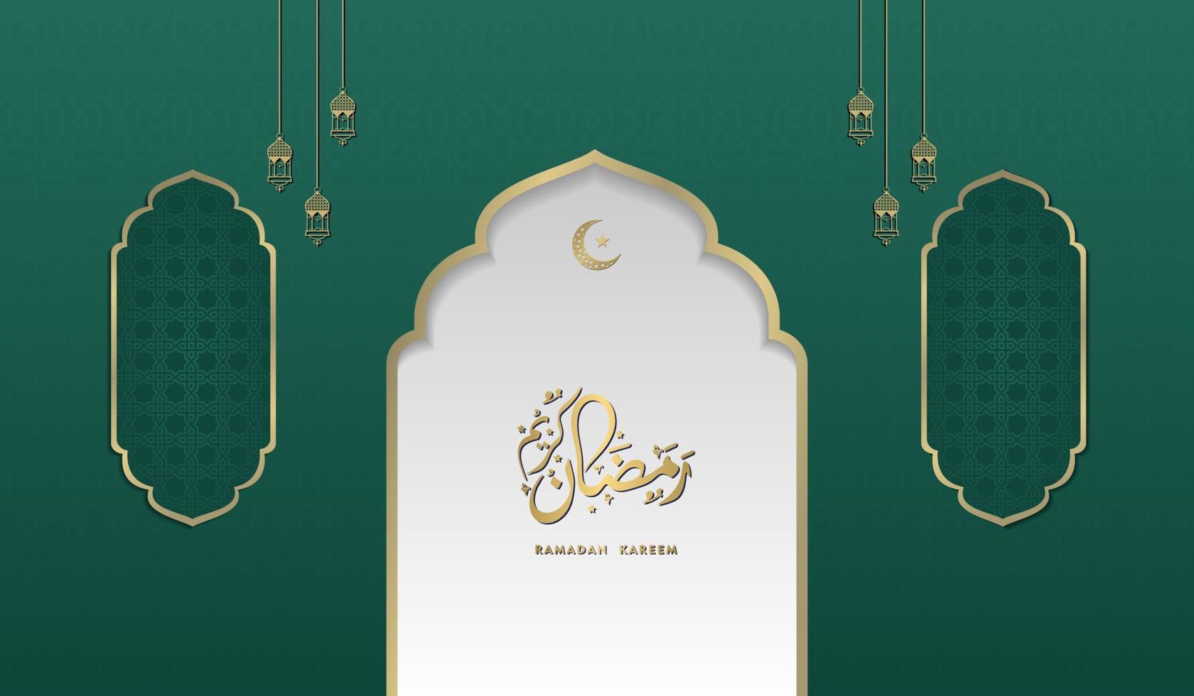 islamischer gruß ramadan kareem karte quadratischer hintergrund grün gold farbdesign für islamische party vektor