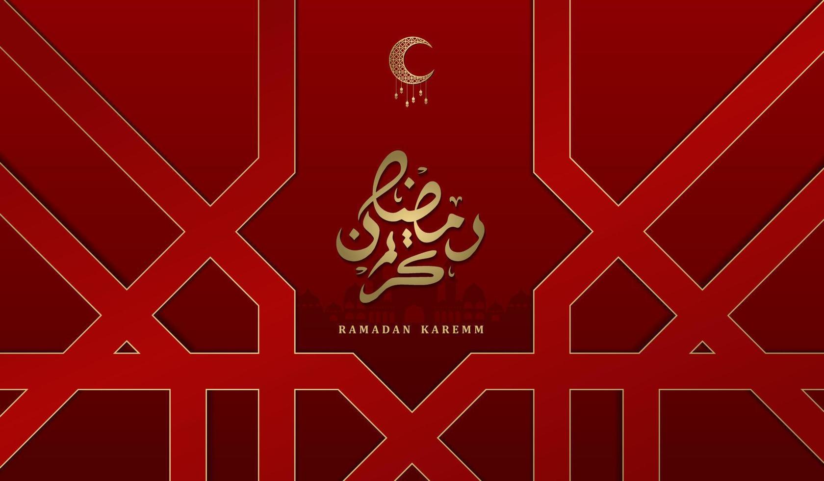 islamischer gruß ramadan kareem karte quadratischer hintergrund rotgold farbdesign für islamische party vektor