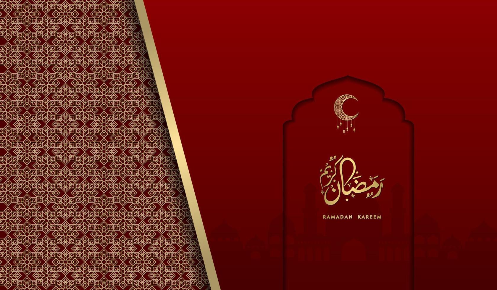 islamic hälsning ramadan kareem kort fyrkant bakgrund röd guld Färg design för islamic fest vektor