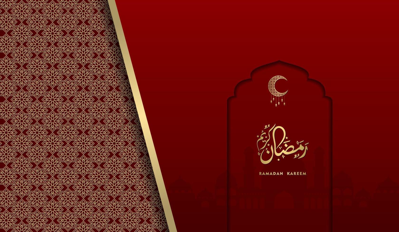 islamischer gruß ramadan kareem karte quadratischer hintergrund rotgold farbdesign für islamische party vektor