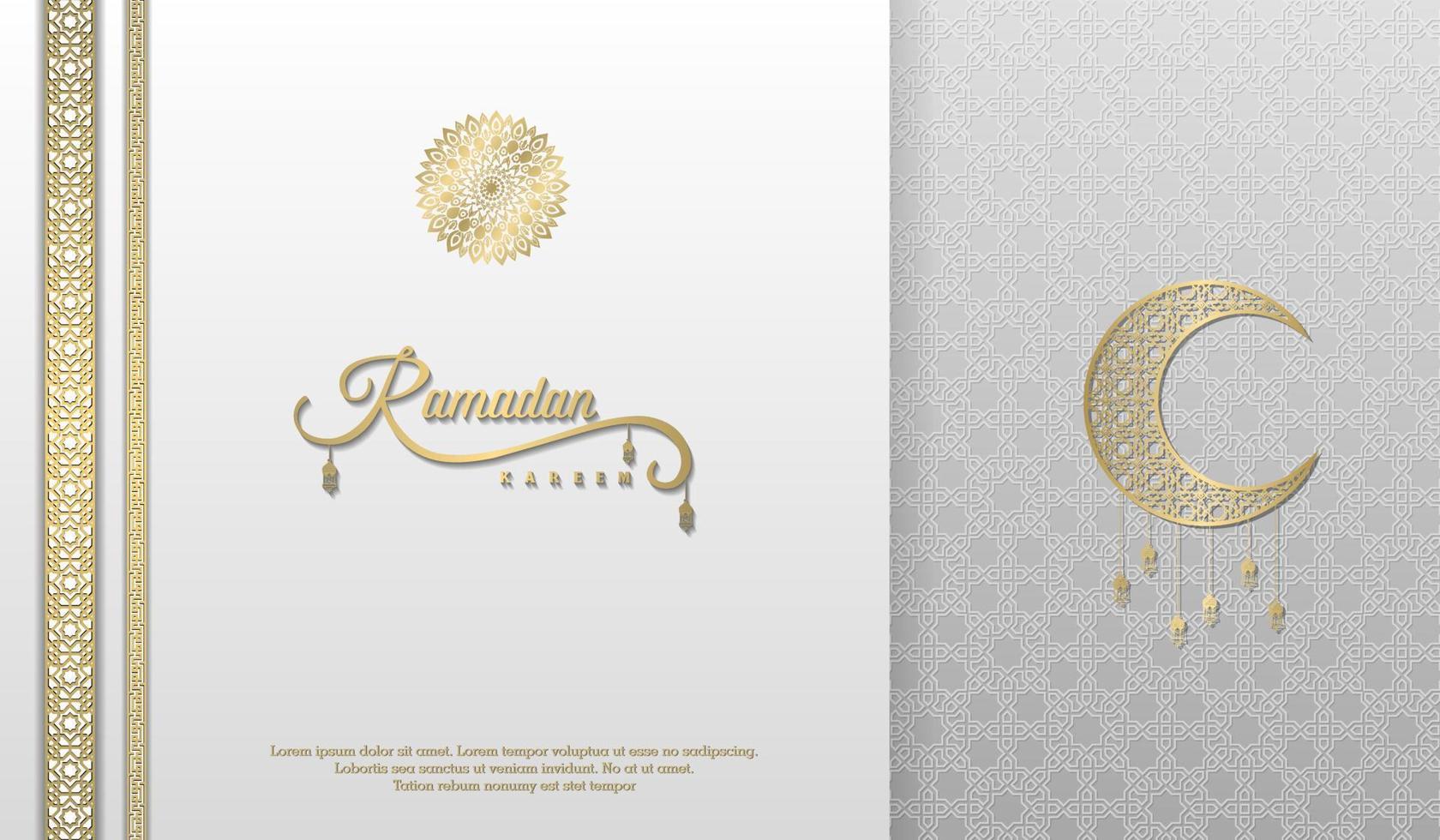 islamischer gruß ramadan kareem karte quadratischer hintergrund weißgold farbdesign für islamische party vektor