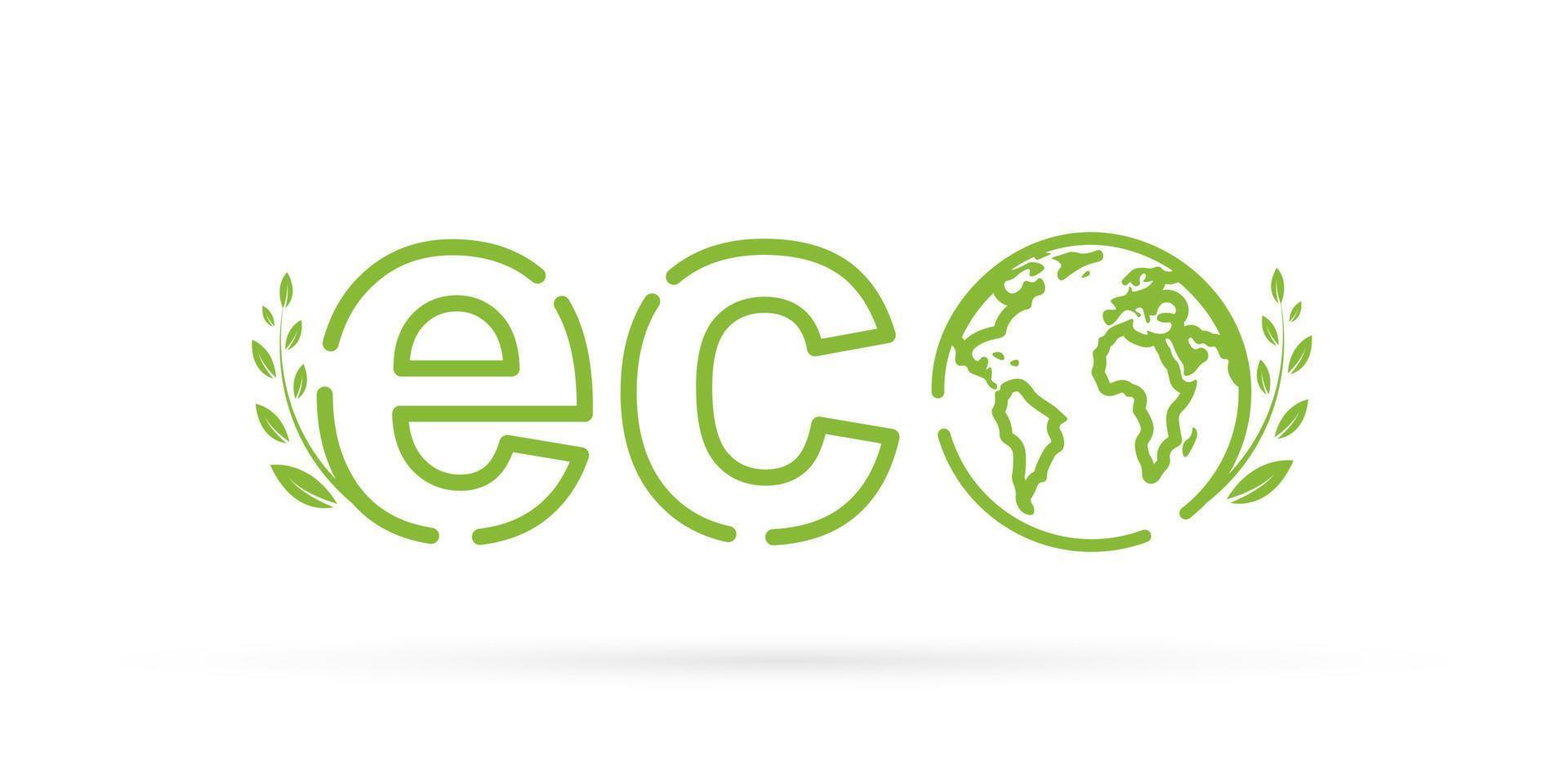 ekologi ikon. planet, träd blad och eco symbol. isolerat vektor logotyp