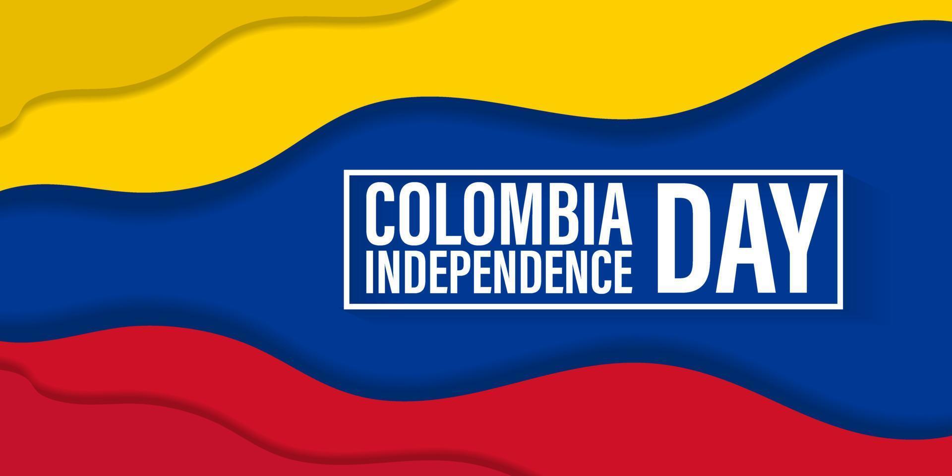 20 juli, colombia oberoende dag. papper skära, kort, baner, affisch, bakgrund design. vektor illustration.