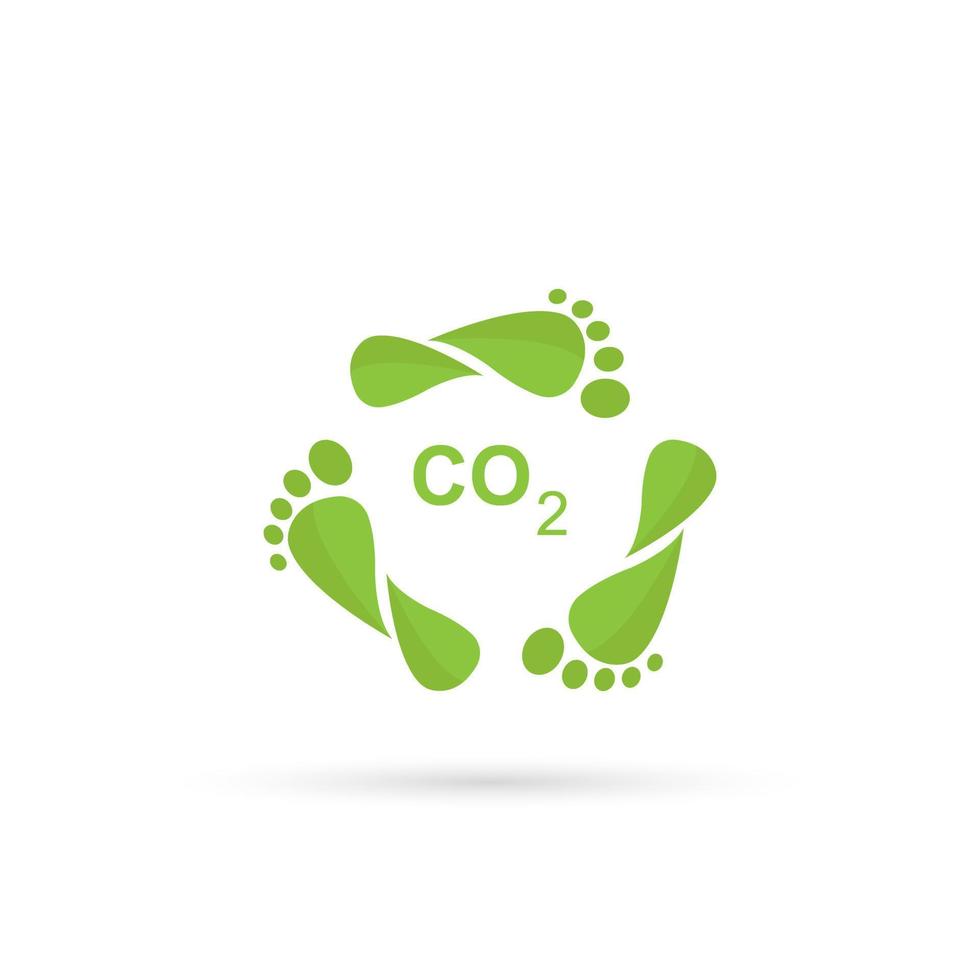CO2-Fußabdruck c02, Baumblätter symbol.Vektor isoliert auf weißem Hintergrund. vektor