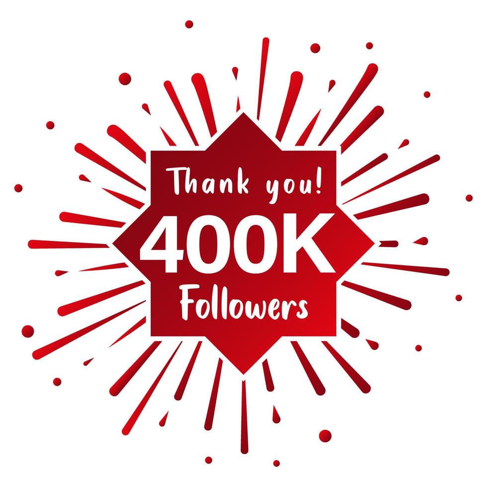 tacka du 400 000 anhängare. social media begrepp. 400k följare firande mall. vektor design