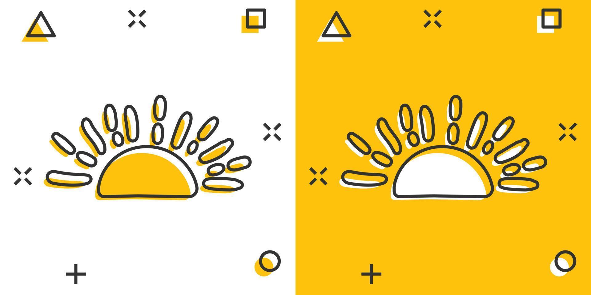 vektor tecknad serie hand dragen Sol ikon i komisk stil. Sol skiss klotter illustration piktogram. ritad för hand solsken företag stänk effekt begrepp.