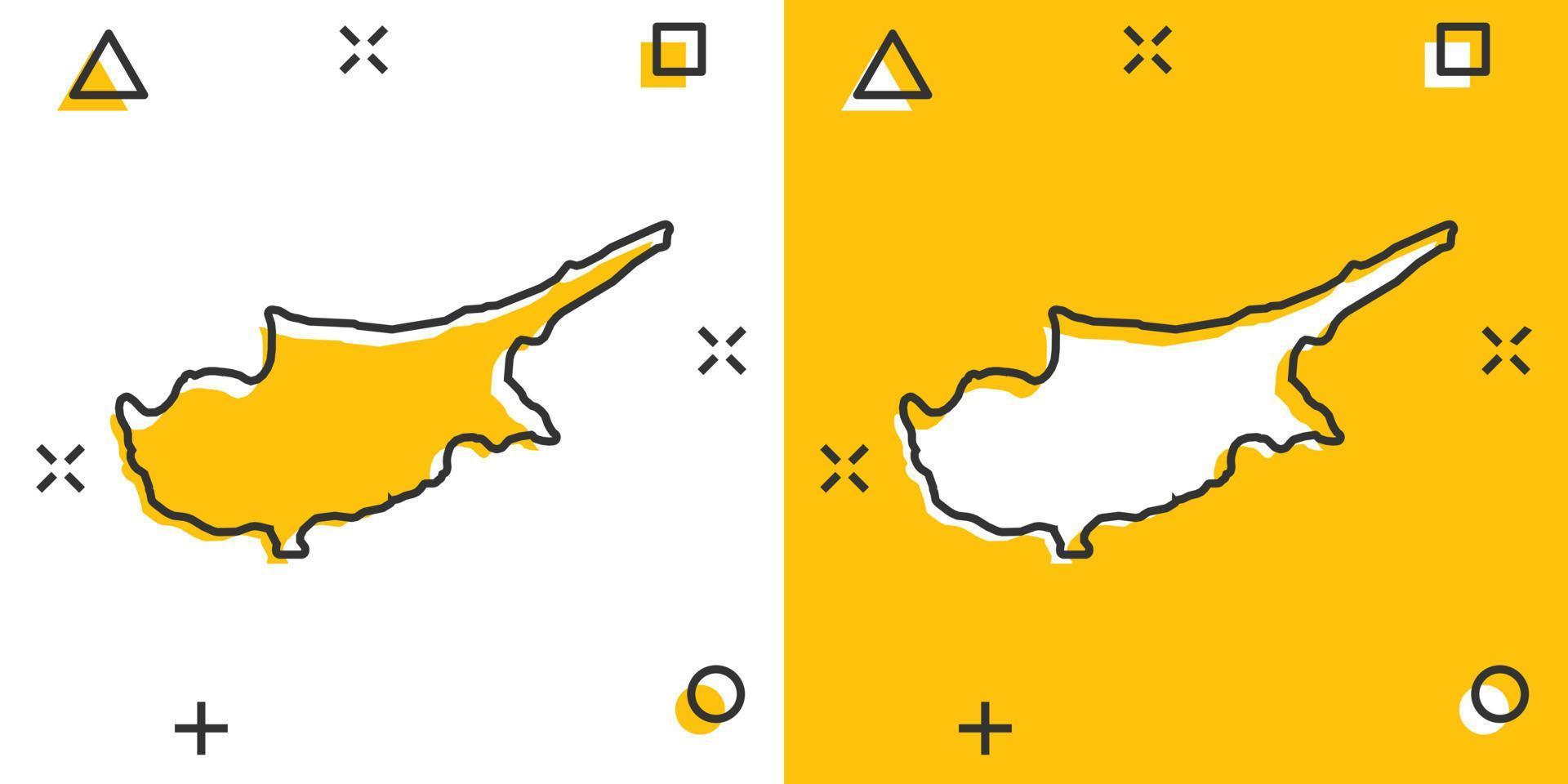 vektor tecknad serie cypern Karta ikon i komisk stil. cypern tecken illustration piktogram. kartografi Karta företag stänk effekt begrepp.