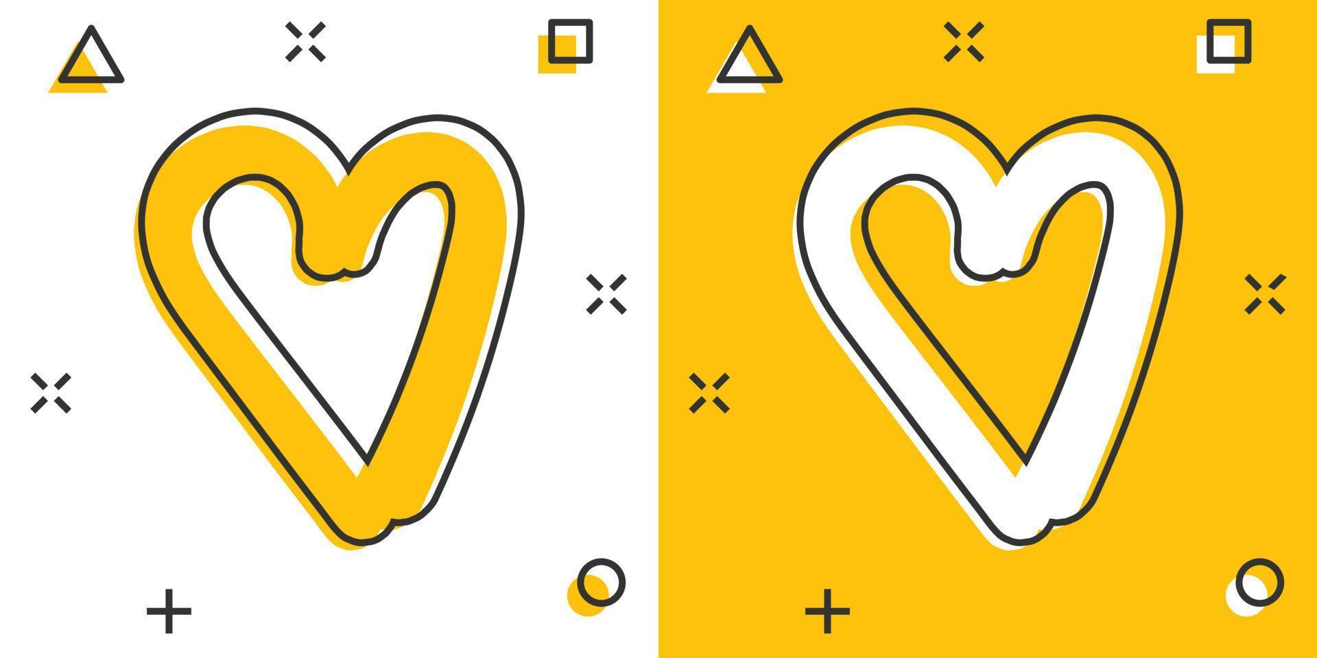 Vektor Cartoon Hand gezeichnete Herz-Symbol im Comic-Stil. Liebesskizzen-Gekritzelherz-Illustrationspiktogramm. handgezeichnetes valentine business splash effektkonzept.
