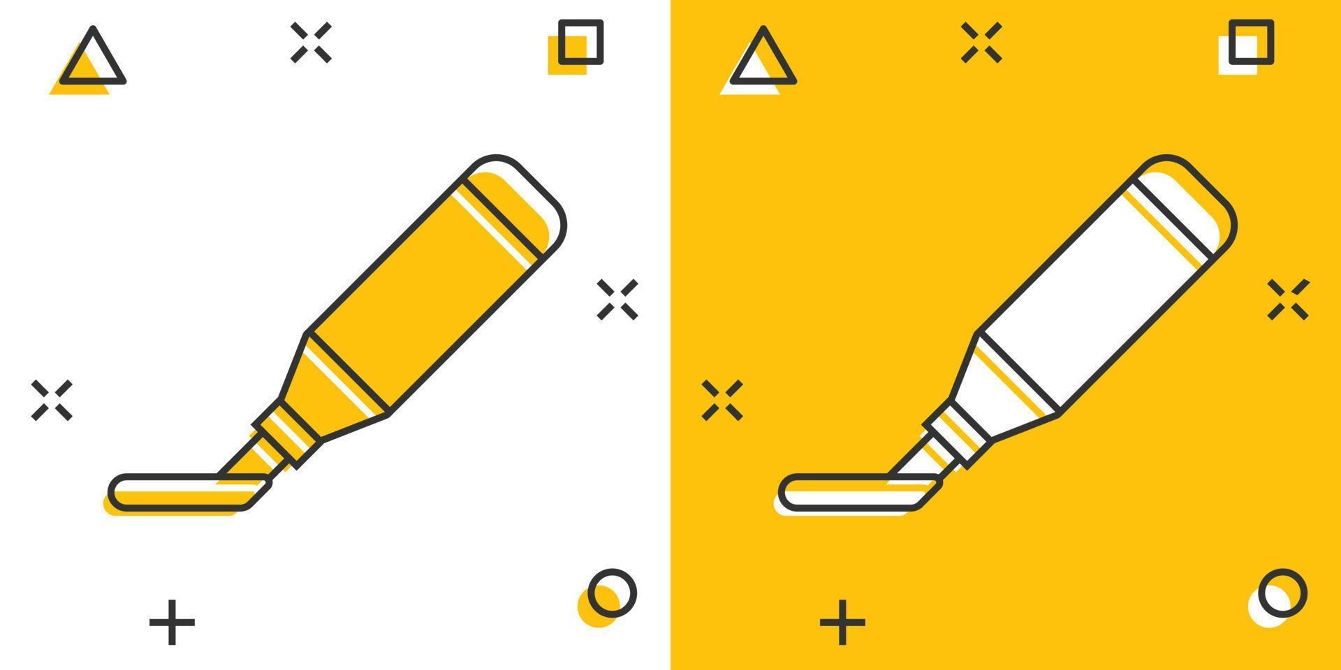 vektor tecknad serie stryknings markör penna ikon i komisk stil. markera begrepp illustration piktogram. kontor brevpapper företag stänk effekt begrepp.