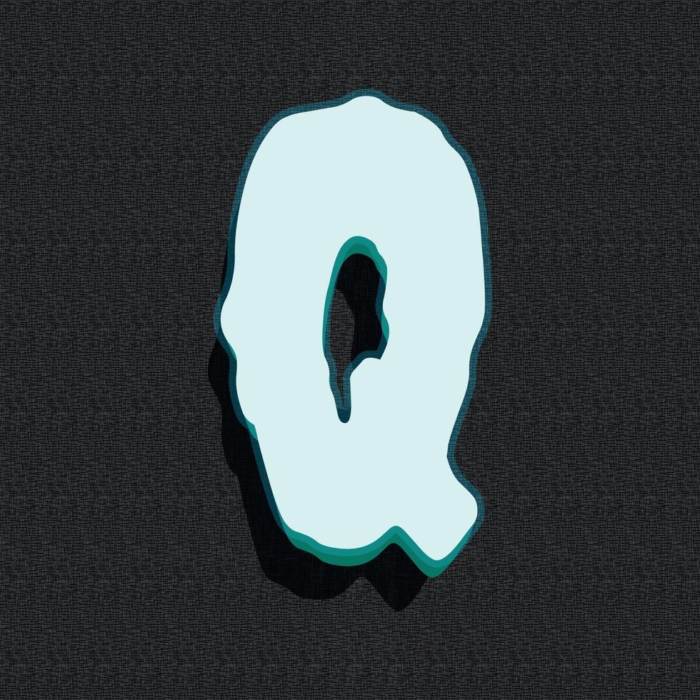 3D-Darstellung des Buchstabens q im Geisterstil vektor