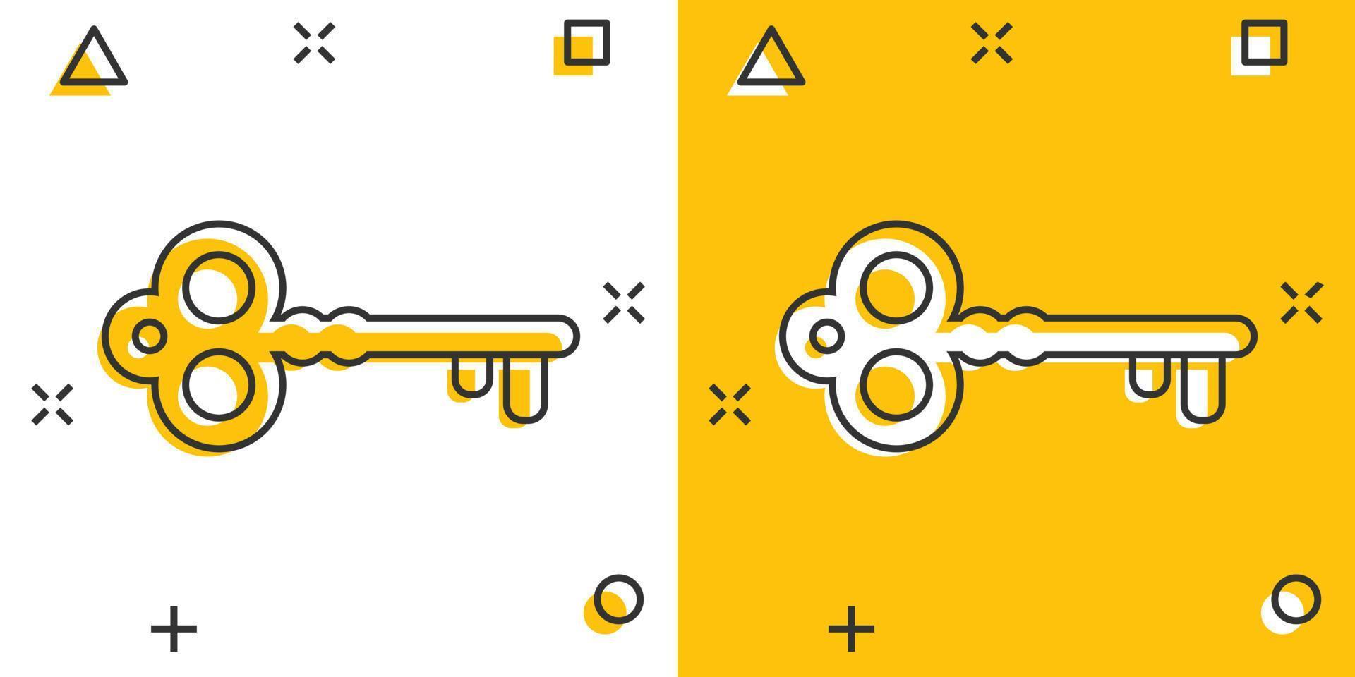 vektor tecknad serie nyckel ikon i komisk stil. hemlighet nyckelord tecken illustration piktogram. nyckel företag stänk effekt begrepp.