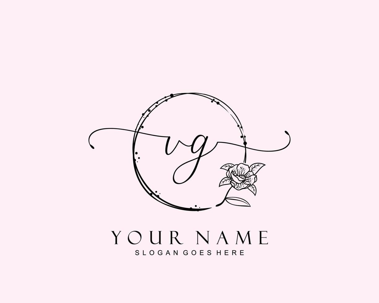 anfängliches VG-Schönheitsmonogramm und elegantes Logo-Design, Handschrift-Logo der Erstunterschrift, Hochzeit, Mode, Blumen und Pflanzen mit kreativer Vorlage. vektor