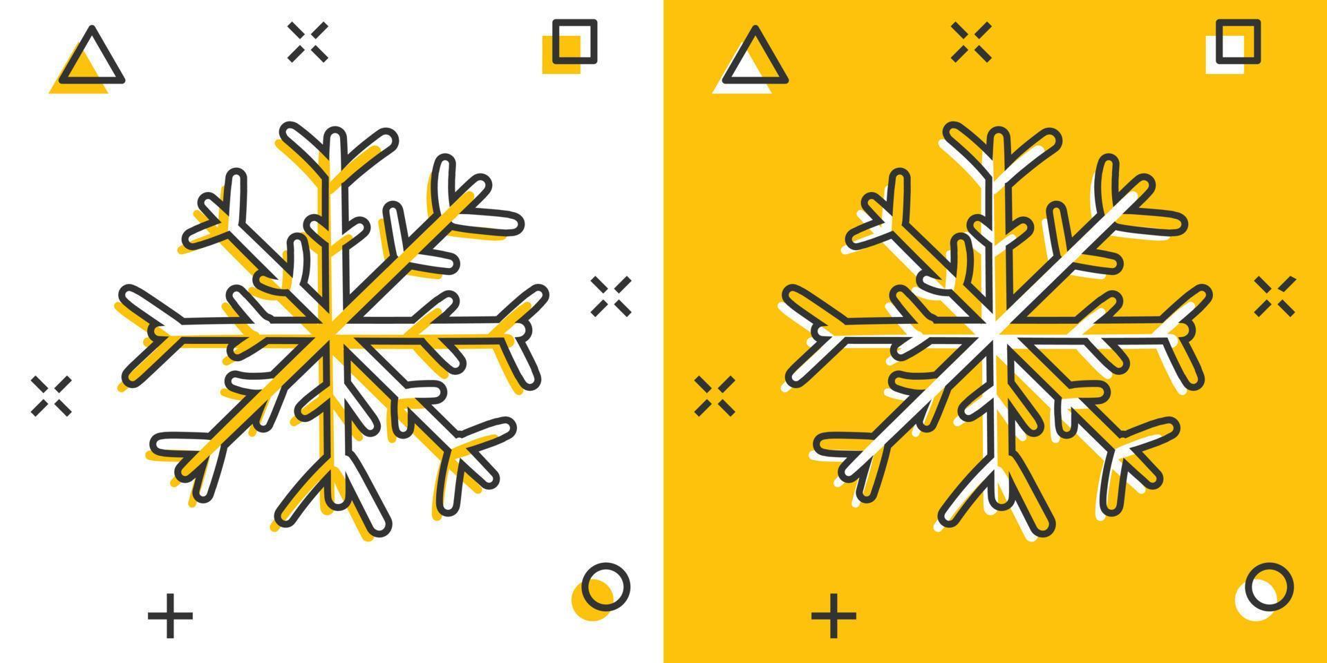 Vektor Cartoon handgezeichnete Schneeflocke-Symbol im Comic-Stil. Schneeflocke Skizze Doodle Illustration Piktogramm. handgezeichnetes winterweihnachtsgeschäft splash effekt konzept.