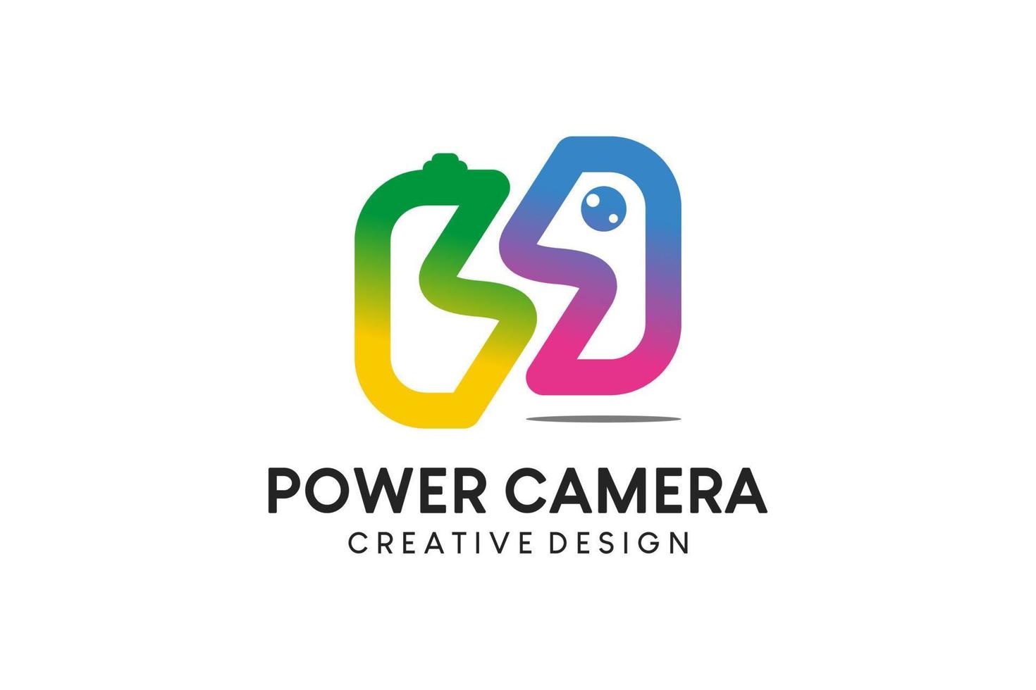 s-Brief-Power-Kamera-Logo-Design, buntes Fotografie-Kamera-Logo vektor