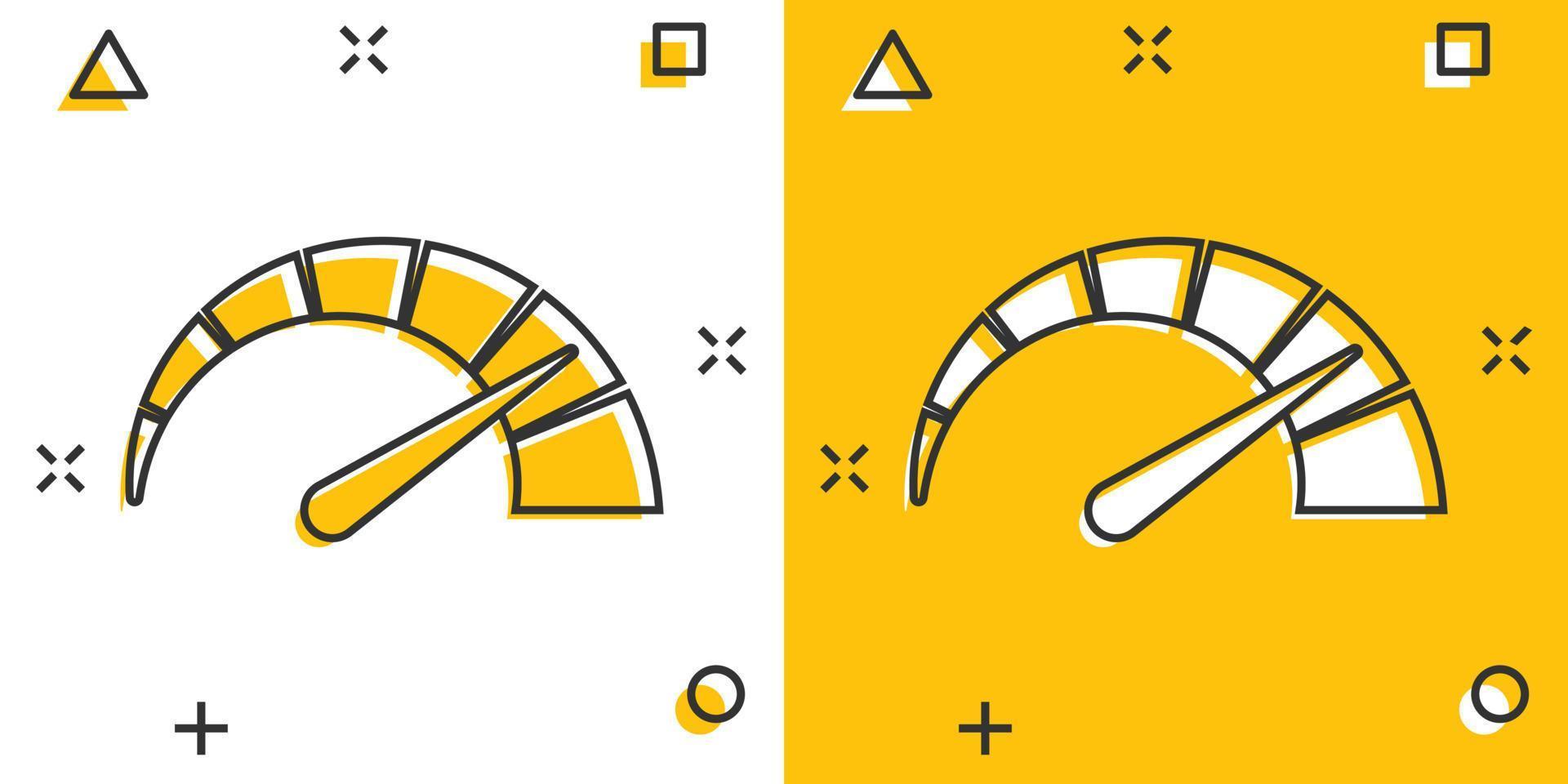 meter instrumentbräda ikon i komisk stil. kreditera Göra indikator nivå vektor tecknad serie illustration piktogram. mätare med mäta skala företag begrepp stänk effekt.