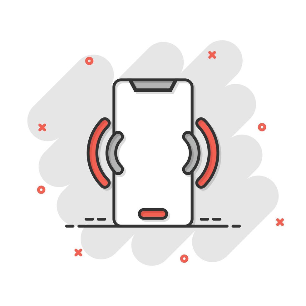 Smartphone-Symbol für leeren Bildschirm im Comic-Stil. Handy-Cartoon-Vektorillustration auf weißem, isoliertem Hintergrund. Telefon-Splash-Effekt-Geschäftskonzept. vektor