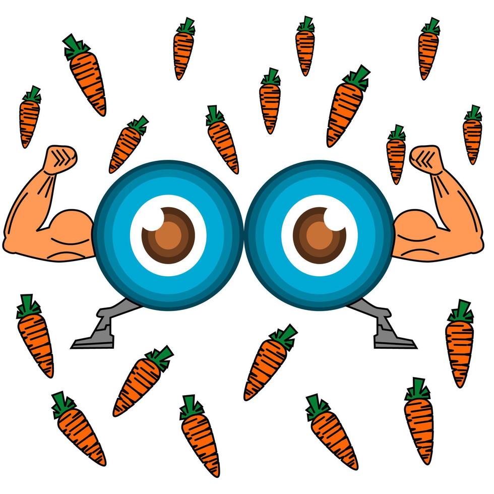 gesunde Augen mit Karotten-Vektor-Illustration vektor
