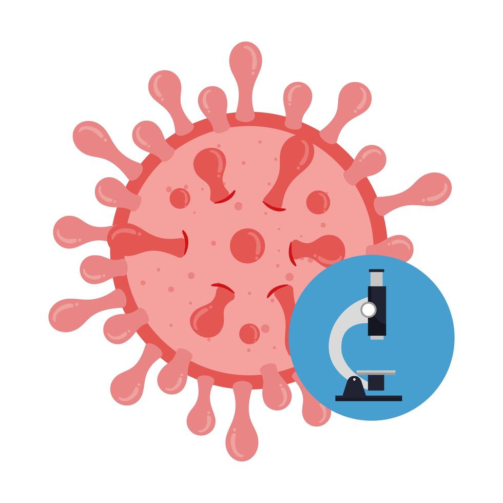 Partikel-Covid 19 mit mikroskopisoliertem Symbol vektor