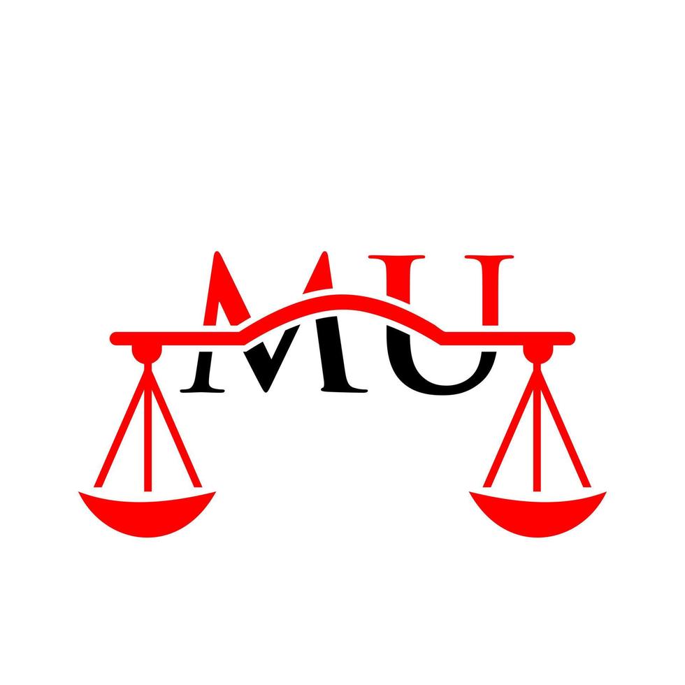 Buchstabe mu Anwaltskanzlei-Logo-Design für Anwalt, Justiz, Anwalt, Recht, Anwaltsservice, Anwaltskanzlei, Waage, Anwaltskanzlei, Anwaltsunternehmen vektor