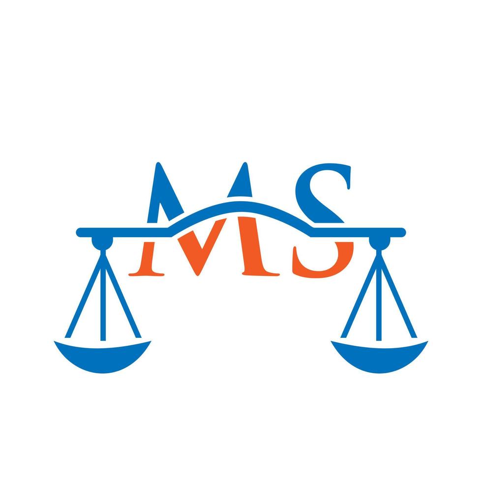 Letter ms Anwaltskanzlei Logo-Design für Anwalt, Justiz, Anwalt, Recht, Anwaltsdienst, Anwaltskanzlei, Waage, Anwaltskanzlei, Anwaltsunternehmen vektor