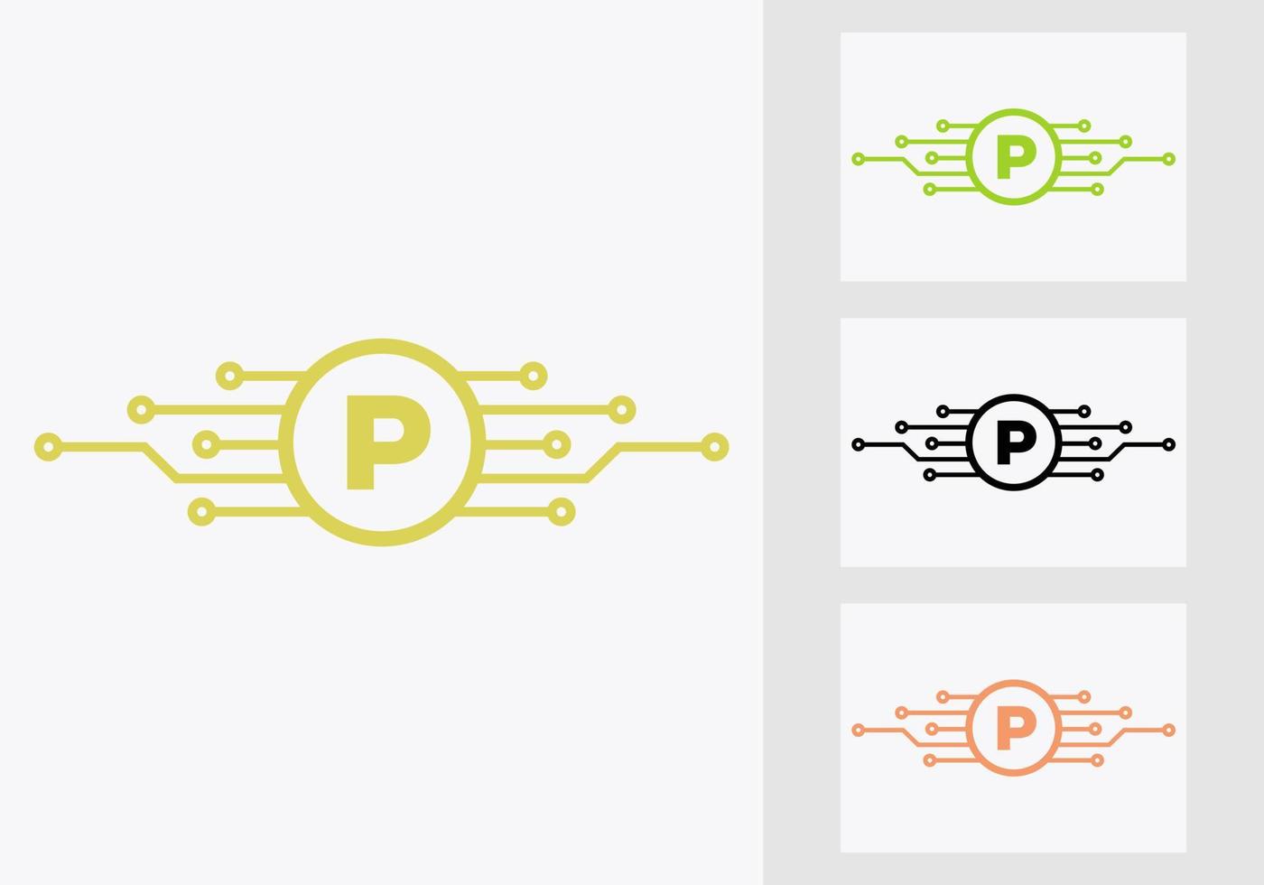 Buchstabe p-Technologie-Logo-Design-Vorlage. Netzwerk-Logo-Design vektor