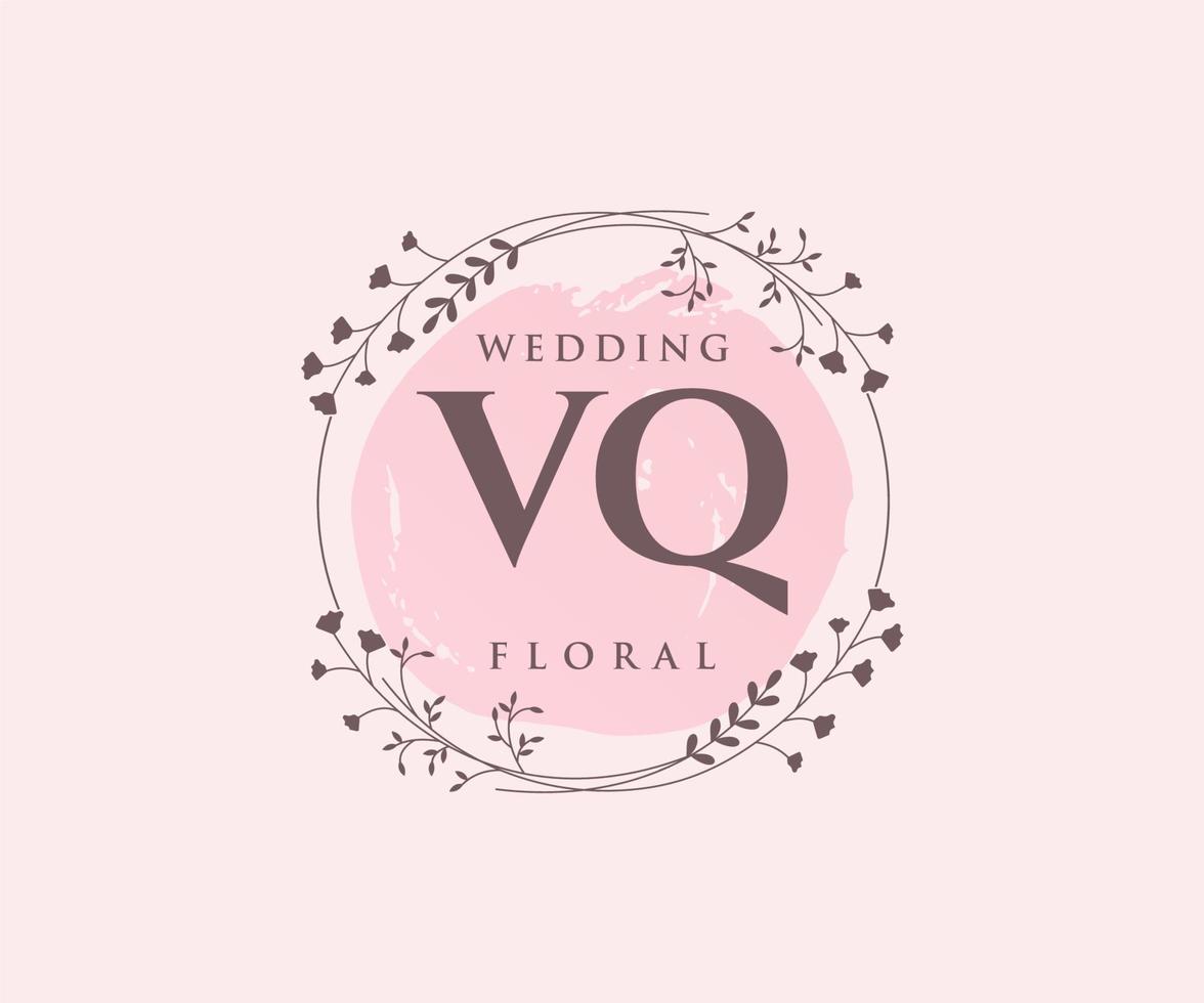 vq Initialen Brief Hochzeit Monogramm Logos Vorlage, handgezeichnete moderne minimalistische und florale Vorlagen für Einladungskarten, Datum speichern, elegante Identität. vektor