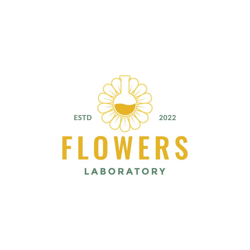 solrosor utsäde blomma formel laboratorium glas doftande mat snacks logotyp design vektor ikon illustration mall