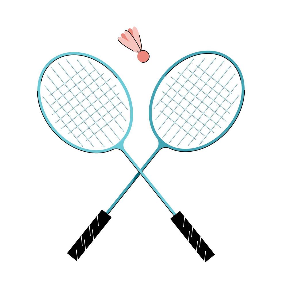 badminton racket med fjäderboll isolerat vektor illustration