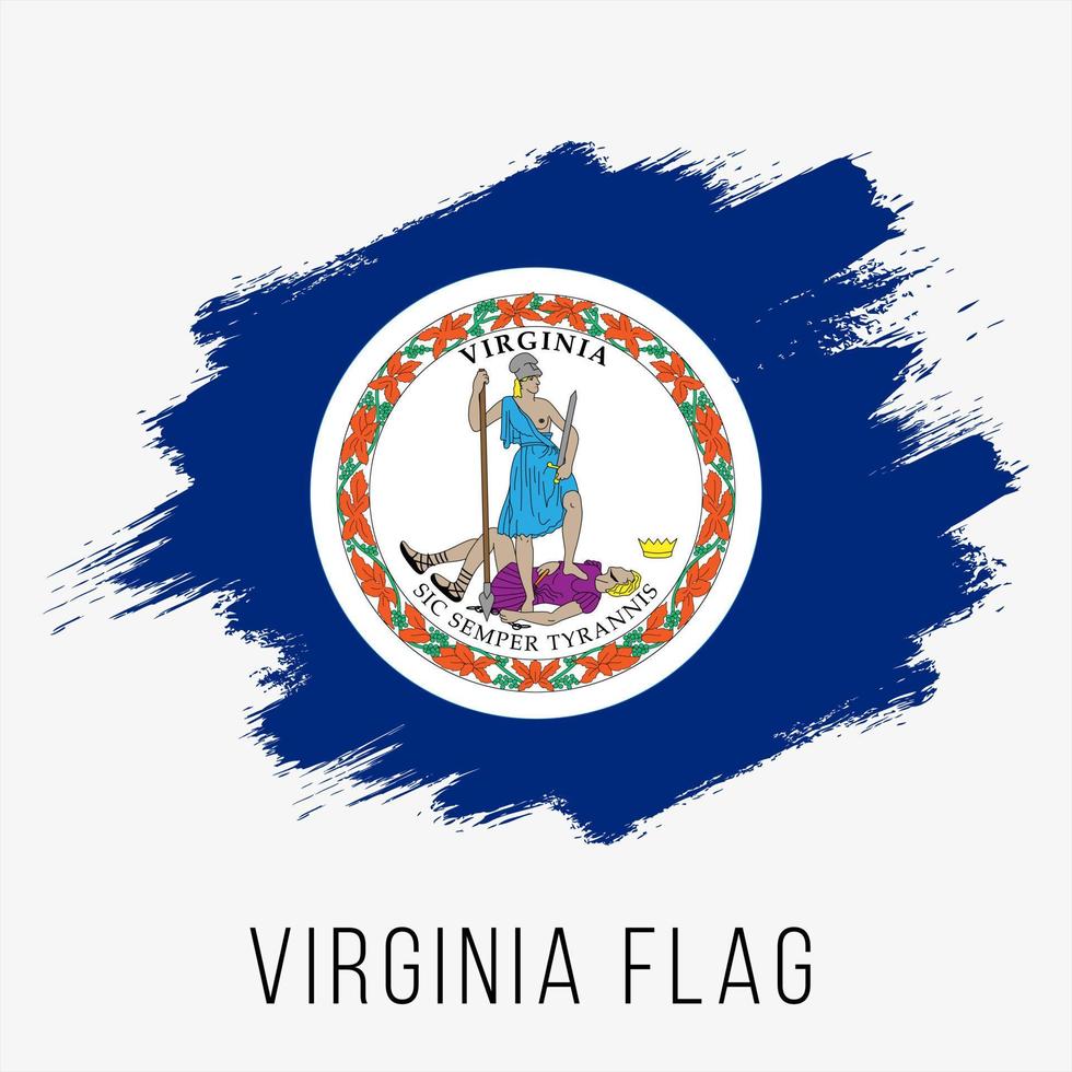 Designvorlage für die Flagge des US-Bundesstaates Virginia im Grunge-Stil vektor