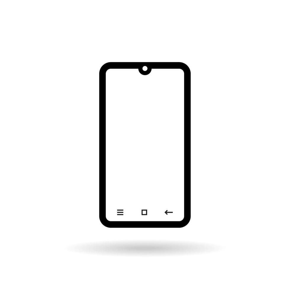 Smartphone-Symbol. Handy im Vollbildmodus. Mobiltelefon. weißer Hintergrund. transparentes Schwarz-Weiß-Handy. Symbol Vektor Vollbild-Handy