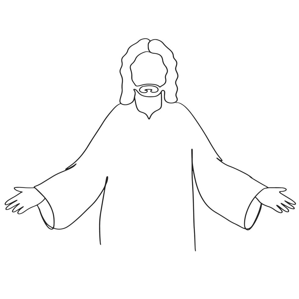 religiös linje konst, Jesus enkel skiss, Gud översikt teckning, vektor illustration, tro grafisk