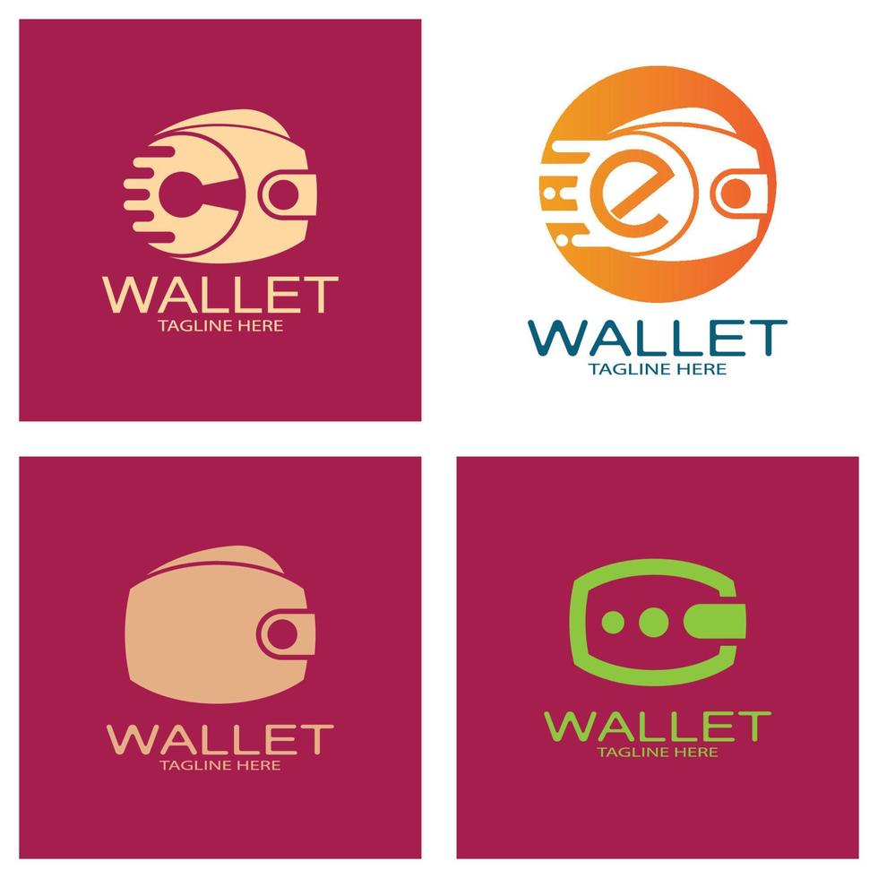 E Wallet Logo Design Illustrationssymbol mit einem einfachen modernen Konzept, für elektronische Geldbörsen, digitale Geldspeicheranwendungen, digitale Einsparungen, digitale Geldtransaktionen, Vektor