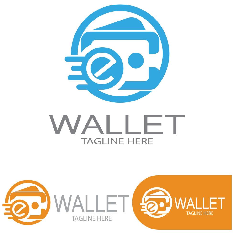 E Wallet Logo Design Illustrationssymbol mit einem einfachen modernen Konzept, für elektronische Geldbörsen, digitale Geldspeicheranwendungen, digitale Einsparungen, digitale Geldtransaktionen, Vektor