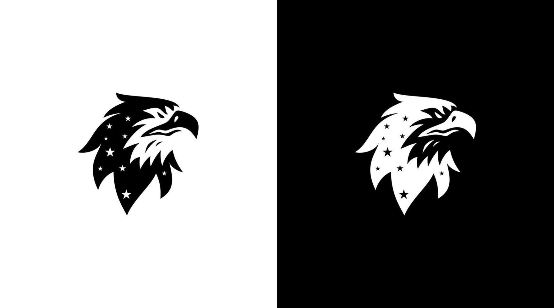 Weißkopfseeadler-Kopf-Logo-Monogramm Vereinigte Staaten Amerika Schwarz-Weiß-Icon-Stil-Design-Vorlagen vektor