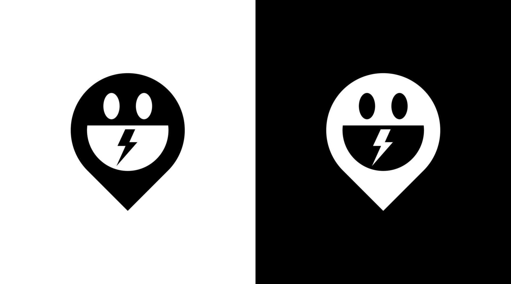 företag plats logotyp med leende ansikte monogram svart och vit ikon illustration stil mönster mallar vektor