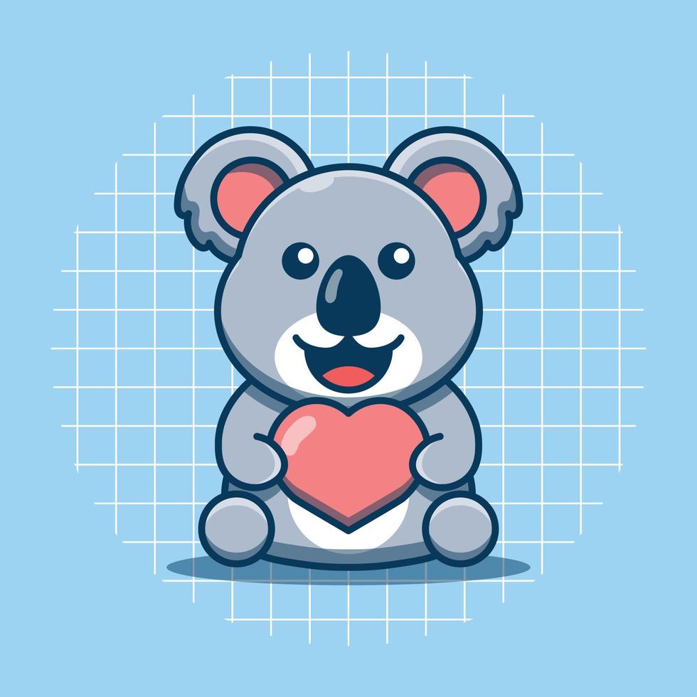 söt koala karaktär innehav en hjärta tecknad serie vektor illustration
