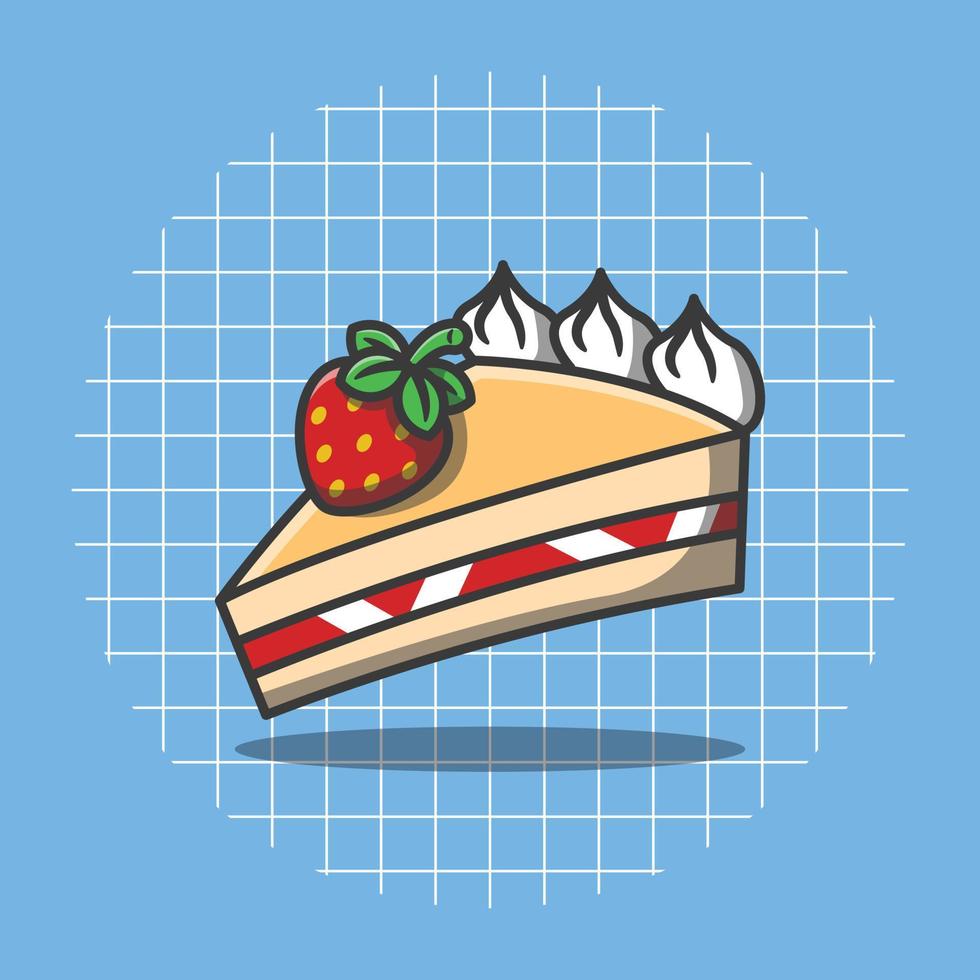 Vektor-Cartoon-Illustration eines Kuchens mit Erdbeeren darauf vektor