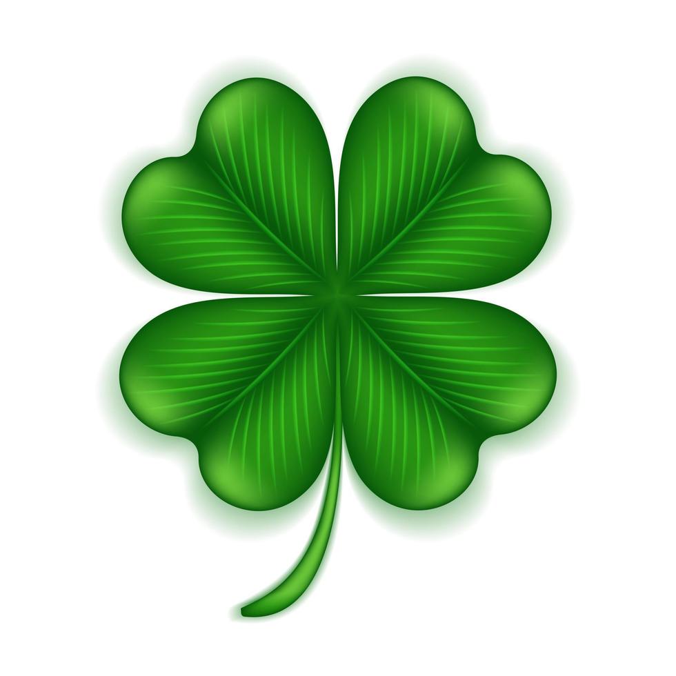 fyra blad klöver 3d isolerat på vit bakgrund. klöver blad, de symbol av st. patricks dag och de nationell emblem av irland. vektor illustration.