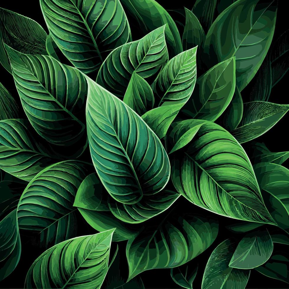 textur av grön löv, grön bakgrund mönster - vektor