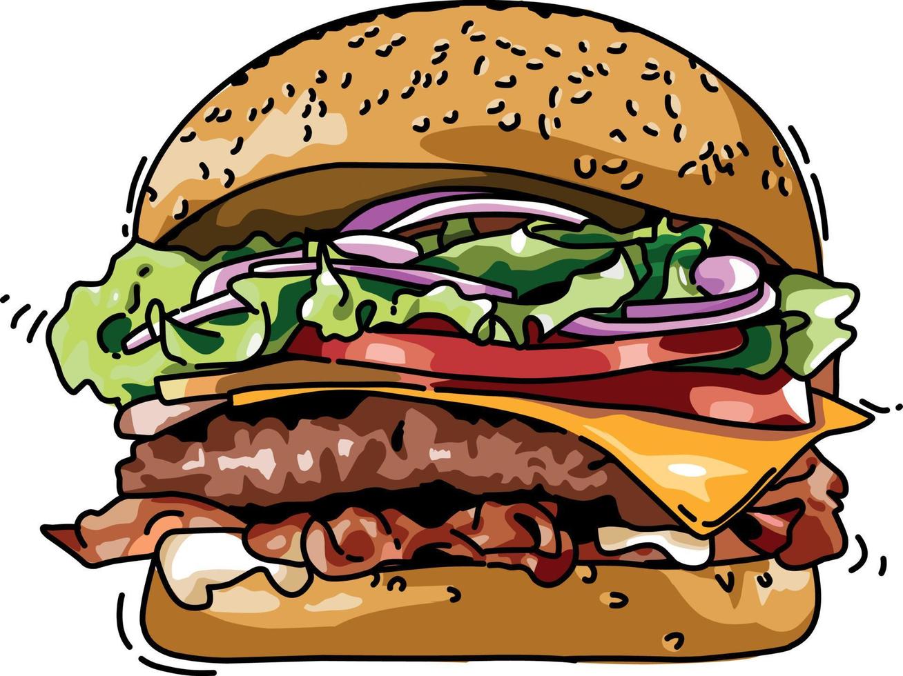 Hamburger lokalisiert auf weißem Hintergrundvektordesign vektor