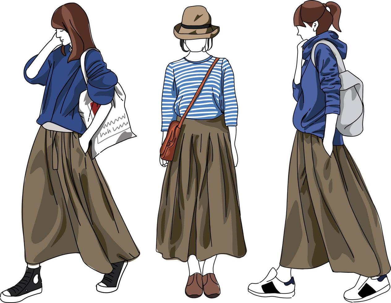 illustration av en flicka bär tillfällig skjorta och väska vektor