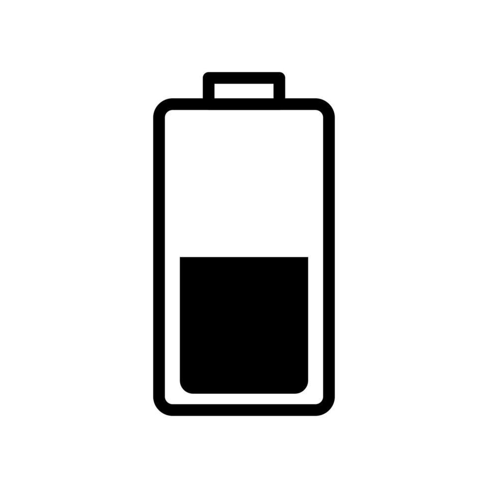 batteri halv ikon linje isolerat på vit bakgrund. svart platt tunn ikon på modern översikt stil. linjär symbol och redigerbar stroke. enkel och pixel perfekt stroke vektor illustration