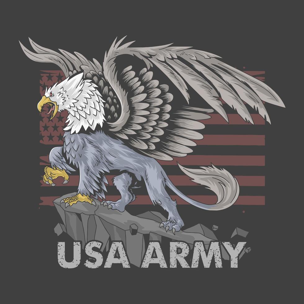 Der Greifadler hat den Körper eines Löwen mit großen Flügeln als Symbol der amerikanischen Armee, Vektor
